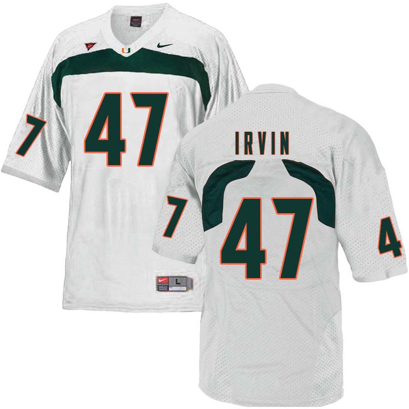 Nike Miami Hurricanes #47 Michael Irvin College Football Jerseys Sale-White - Click Image to Close
